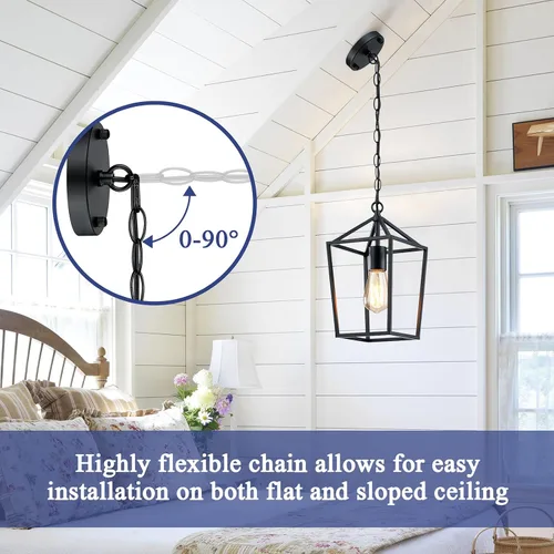 Vista 5 de Sheetea 2-Pack Farmhouse Pendant Lights Kitchen Island, Black Pendant Light Fixtures Hanging Lamp for Dining Room, Modern Kitchen Pendant Lighting