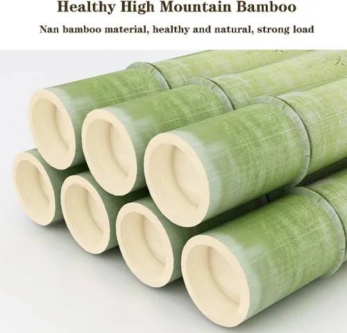Vista 7 de Perchero de madera de bambú, con estantes de almacenamiento, estante para colgar ropa, para entrada, sala de estar, dormitorio