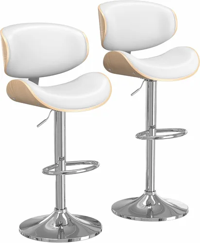 Vista 31 de YaFiti Taburetes de bar modernos giratorios, taburetes de bar altura de mostrador con respaldo para bar, cocina, comedor, color marrón