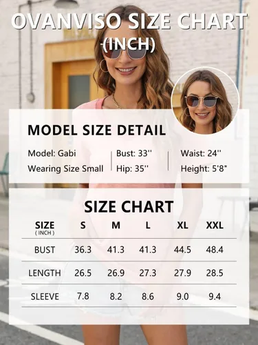 Vista 6 de Camiseta de verano con cuello en V para mujer, con bloques de color, acanalada, cuello en V, manga corta, ajuste holgado