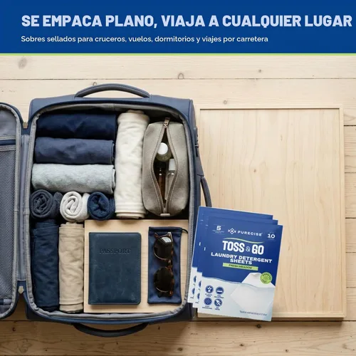 Vista 5 de Purecise Hojas de detergente para ropa de viaje, Fresh Meadow, 30 cargas