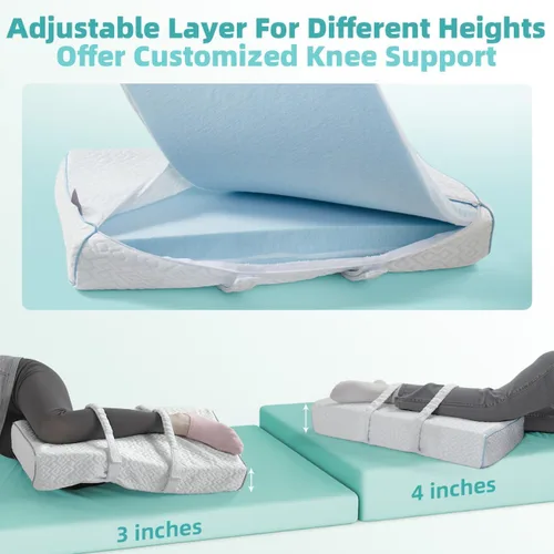 Vista 3 de Almohada de rodilla fresca para personas que duermen de lado, dolor de cadera de 4 pulgadas, almohada de piernas ajustable para múltiples usos