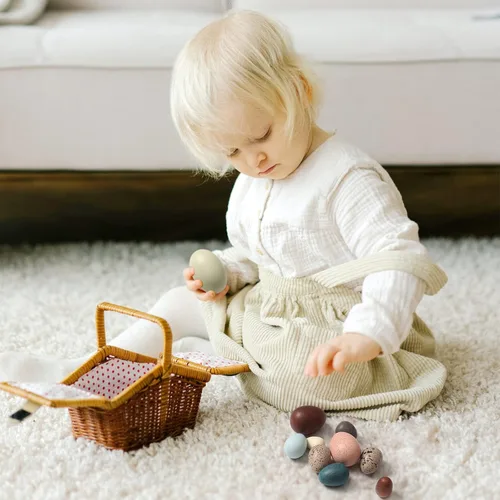 Vista 2 de Youuys Huevos de Pascua de madera para niños, huevos moteados de Pascua sintéticos, arte de bricolaje para manualidades para decoración del jardín