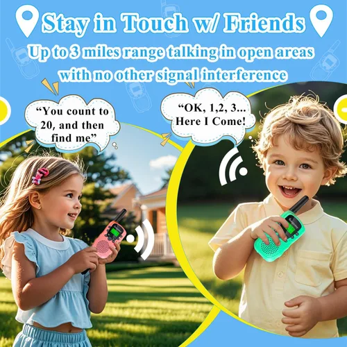 Vista 3 de Walkie Talkies para niños, juguetes Walkie Talkie para niñas y niños, juguetes al aire libre para edades de 4 a 8 a 12 años, linterna integrada, 22
