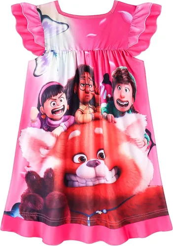 Vista 5 de Toddler Girls Costume Gown Princess Nightdress Panda Night Clothes Round Neck Homewear Dress 3-7 Years