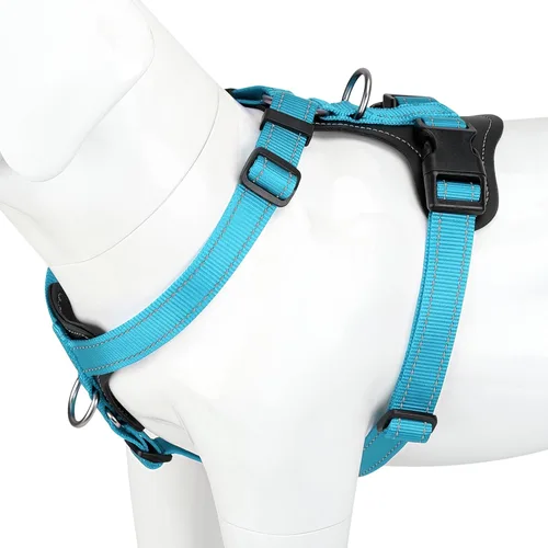 Vista 12 de Plutus Pet Arnés ajustable sin tirones para perro con detalles de cuero, chaleco de nailon reflectante resistente para entrenamiento, senderismo