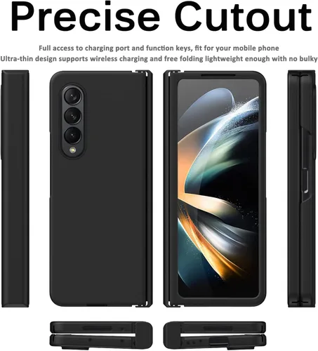 Vista 7 de Miimall Funda compatible con Samsung Galaxy Z Fold 4 2022, funda protectora completa con bisagras, funda protectora plegable gratuita, anticaídas, a