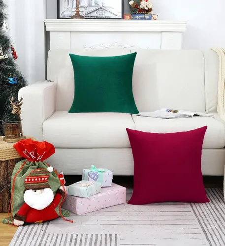 Vista 5 de Jeneoo Juego de 2 fundas decorativas para cojines de terciopelo suave y cómodo, funda sólida para cojín de sofá, decoración