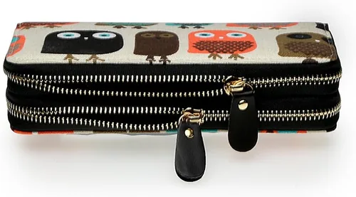 Vista 7 de LATH.PIN Cartera con cremallera para mujer, diseño de búho, monedero de lona con bolsillo para monedas y correa, Cute Owl, Cartera Rfid