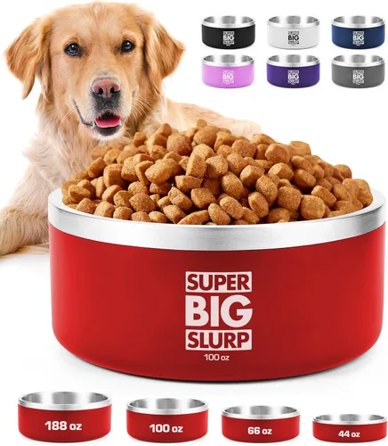 Vista 14 de Tuff Pupper Tazón Aislado de Servicio Pesado para Perros Plato de Comida para Perros de Acero Inoxidable de Doble Pared Tazón Antideslizante a