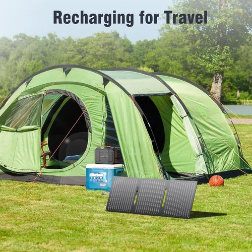 Vista 7 de Cargador de panel solar portátil de 30 W, kit de panel solar plegable con salida DC/USB C/USB A para banco de energía, estación de teléfono