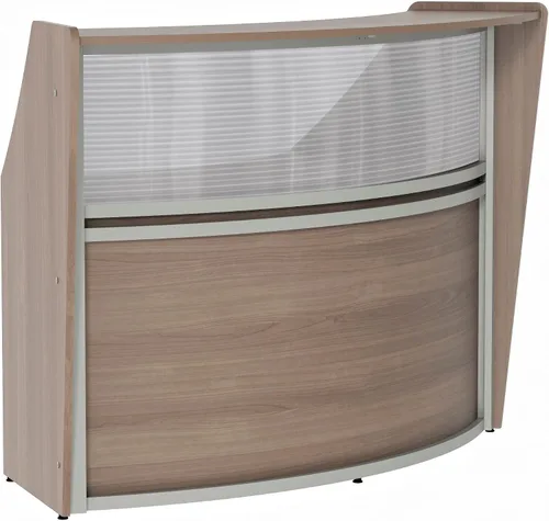 Vista 33 de Linea Italia Oficina curvada, transparente, fácil de montar, mostrador de recepción de 3 paneles para vestíbulo, salón, 142 x 71 pulgadas