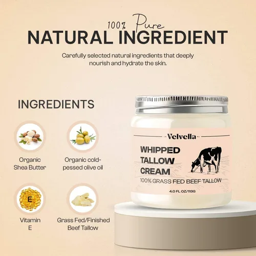 Vista 2 de Sarga de ternera para la piel – Crema hidratante y crema facial 100% orgánica alimentada con pasto Sin perfume, cara + cuerpo, eccema y rosácea, 4