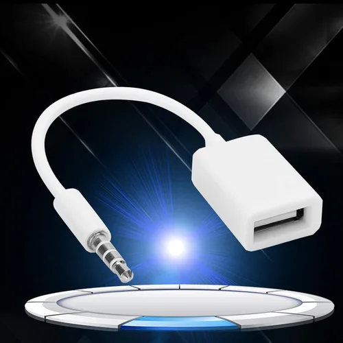 Vista 5 de Plplaaoo Conector macho de 0.138 in a USB hembra AUX Cable convertidor de cable de audio, adaptador de audio USB a auxiliar para conexión de audio