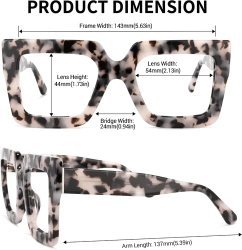 Vista 3 de Zeelool Elegantes gafas cuadradas de gran tamaño con bloqueo de luz azul para mujer, 100% protección UV400, Brandon VFP0306
