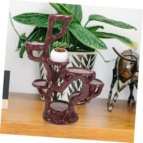 Vista 4 de Yardwe Elegante soporte de planta de resina elevada para maceta, base estable para soporte de bonsái de resina