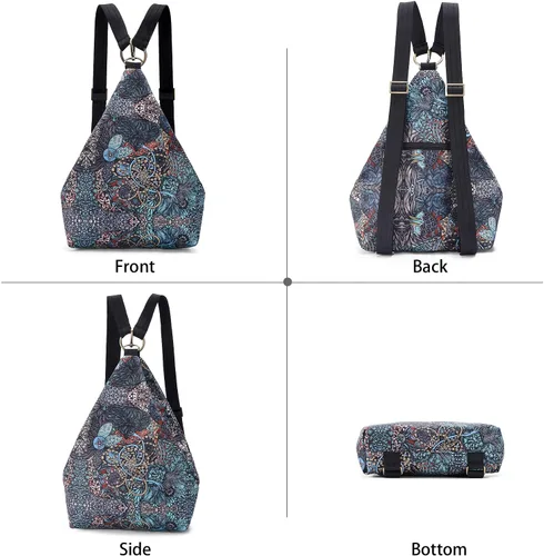 Vista 2 de Black Butterfly Premium Backpack for Women, Bohemia Style Casual Daypack Backpack, Fashion, Light and Small (69-grey)