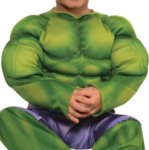 Vista 4 de SUIT YOURSELF Disfraz de Hulk Muscle para bebés, incluye un mono acolchado y un sombrero con pelo, Varios