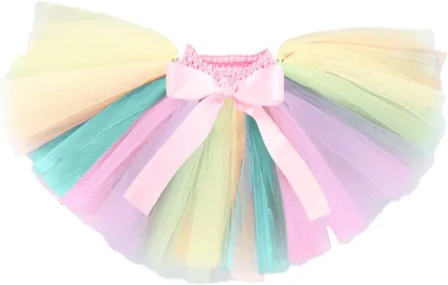 Vista 4 de Disfraz de unicornio arcoíris para bebé, disfraz de primer cumpleaños, disfraz de princesa con tutú hecho a mano con diadema
