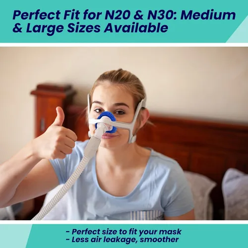 Vista 5 de NATAKU Paquete de 8 mascarillas faciales reutilizables CPAP' nasales para mascarilla N20, C con cojín de tela transpirable, reduce las marcas
