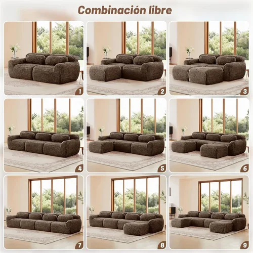 Vista 7 de Sofás seccional modular de 80" modernos sin huesos para sala de estar, sofá de 2 plazas con asiento profundo y compresión, sin necesidad