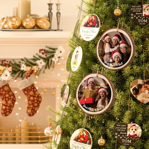 Vista 6 de Bemaystar Adornos de Navidad personalizados con fotos, regalos para Navidad, fotos, adornos personalizados, decoraciones de Navidad, regalos