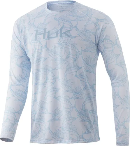 Vista 66 de Huk Pursuit Vented LS para hombre Refracción Fish Fade - San Sal/Wahoo