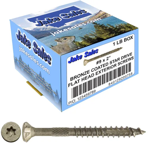 Vista 174 de 8 x 1 revestimiento exterior recubierto de bronce, tornillo de madera multiusos compatible con ACQ, cabeza plana Torx/Star Drive de 1 libra, 288