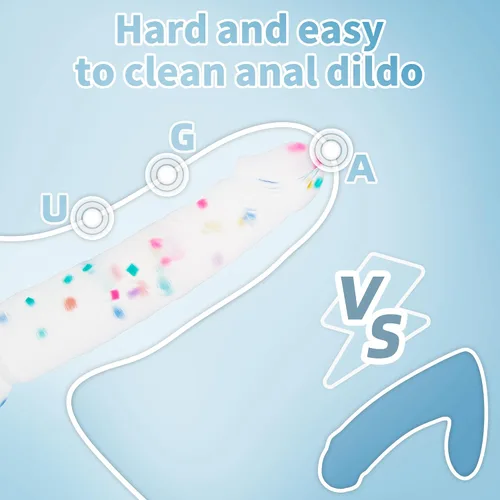 Vista 3 de Dildo realista de silicona de 7 pulgadas Confetti para principiantes con base de ventosa acampanada para uso sin manos, consolador anal