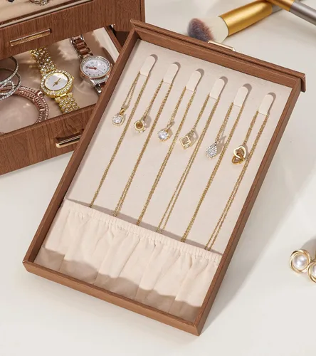 Vista 9 de Homde Organizador de joyas con ganchos transparentes para collares de ventana, regalo para mujeres, caja de joyería para collares, anillos, aretes