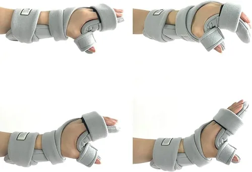Vista 2 de Ortesis dedo dispositivo de entrenamiento de dedo rehabilitación robot guantes para rehabilitación Alivia el dolor del túnel carpiano noche Izquierda