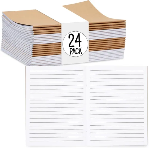 Vista 12 de Cuadernos pequeños a rayas a granel, cubierta de papel kraft negro, paquete de 48 mini diarios de composición de 4.25 x 5.5 pulgadas para niños