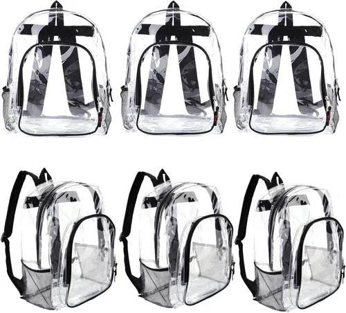 Vista 10 de JOMPARO - Mochila transparente para escuela, 16 pulgadas, color negro Negro-1p