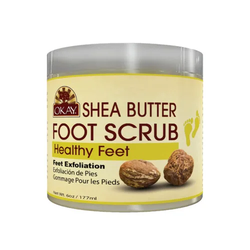 Vista 4 de OKAY Exfoliante para pies de manteca de cacao natural, 6 onzas