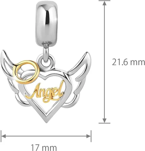 Vista 3 de Dije colgante de ángel de la guarda compatible con pulseras Pandora