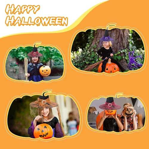 Vista 36 de Zando Sombreros de bruja de encaje para mujer, accesorios de disfraz de Halloween, accesorios de disfraz de bruja plegables para colgar