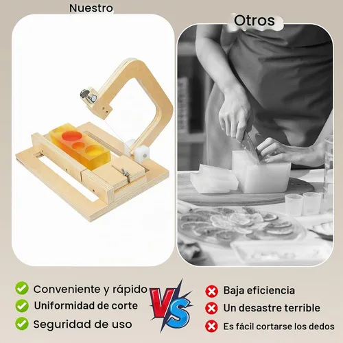 Vista 5 de Cortador de jabón profesional con alambre, herramienta de corte de madera ajustable, cortador de jabón para bricolaje, queso, mantequilla, pasteles