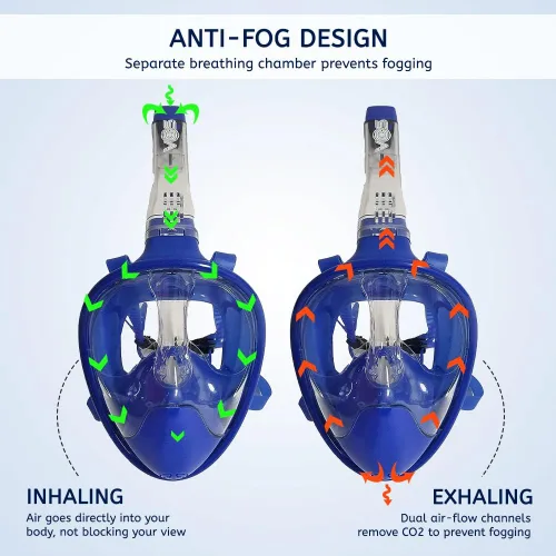 Vista 6 de VOS Full Face Snorkel Mask for Kids and Adults 180°Panoramic View/Anti-Fog/Anti-Leak Scuba Mask with Camera Mount Snorkeling Gear for Adults