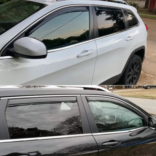 Vista 4 de Lightronic Visera de ventana de ventilación automática con clip extra duradero, se adapta a Jeep Cherokee 2014-2023, protección UV, deflector