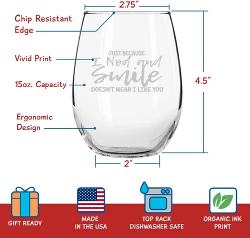 Vista 2 de Juego de 4 copas de vino divertidas de crudo y grosero (15 onzas) - Regalos novedosos de cristalería para mujeres, fiesta divertida, evento
