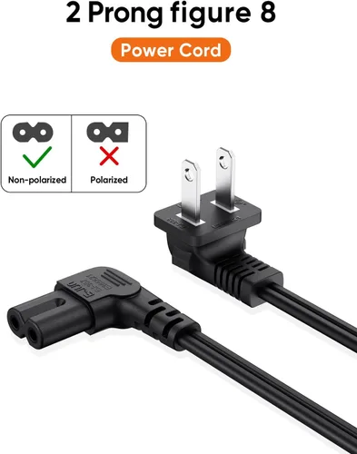 Vista 6 de CableCreation Cable de alimentación angular no polarizado de 2 ranuras en ángulo de 18 AWG (IEC320 C7 a Nema 1-15P), 3.0 ft / negro