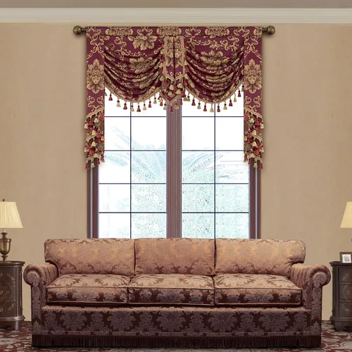 Vista 30 de Loom and Mill Cenefas de Cascada de Lujo para Ventanas, Elegante Cenefa de Cortinas Gruesas de Jacquard con Borlas para Sala de Estar, Dormitorio