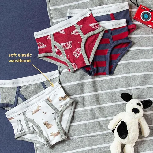 Vista 3 de Burt's Bees Baby Conjunto de ropa interior para niño, transpirable, 100% algodón orgánico, paquete de 5 para niños de 2 a 8 años