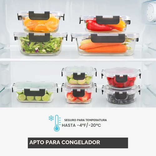 Vista 5 de Freshware - Recipientes de almacenamiento de vidrio con tapas, 24 piezas, recipientes de vidrio para almacenamiento de alimentos con tapas, a prueba
