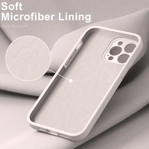 Vista 4 de DEENAKIN Funda compatible con iPhone 13 Pro con protector de pantalla, silicona suave y sedosa, funda mejorada para cámara, probada contra caídas