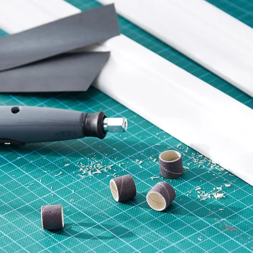 Vista 6 de Dremel Multipack de bandas de lijado, 6 bandas (0.512 in - grano 120) para madera, metal, plástico; gris