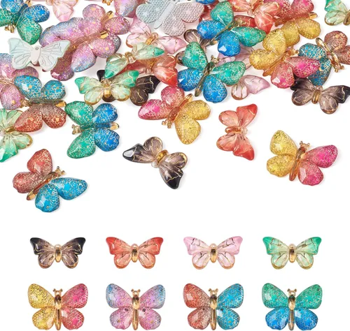 Vista 7 de Craftdady Colgantes de Resina de Alas de Mariposa y Alas de Hada - Lindos Colgantes Colgantes de Animales y Dijes de Hongos - Dijes Degradados