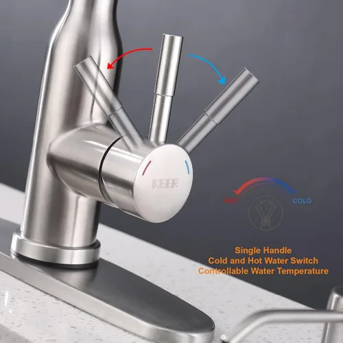 Vista 5 de Keer - Grifo de cocina táctil, grifo inteligente para fregadero de cocina con rociador extraíble, grifo de fregadero de barra de cocina activado