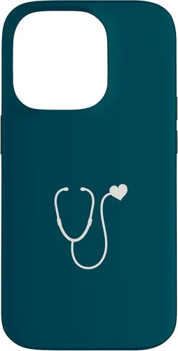 Vista 17 de iPhone 16 Dark Peacock Blue - Estuche para estetoscopio de corazón para enfermera o médico