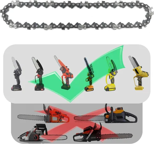 Vista 4 de 5 cadenas de motosierra de 6 pulgadas, cadenas de repuesto para mini motosierra eléctrica portátil inalámbrica de 6 pulgadas, cadenas para mini